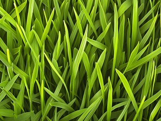 Canvas Print - Close-up of Vibrant Green Grass Blades