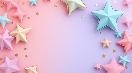 Wall Mural - Pastel 3d star frame background. Star background