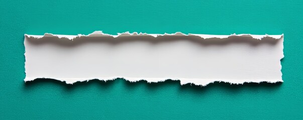 Wall Mural - Isolated on black background, ripped green paper strips with ragged edges