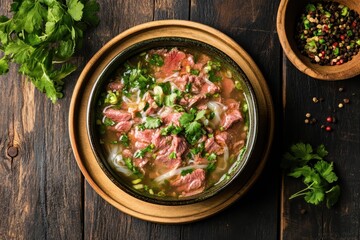 Canvas Print - Pho soup on wood background