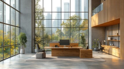 Wall Mural - Modern Office with City View