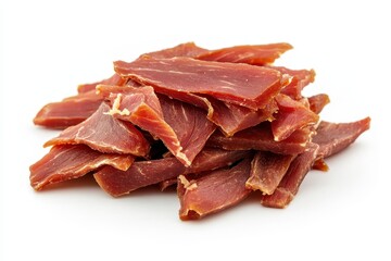 Sticker - Pile of jerky pieces on white background