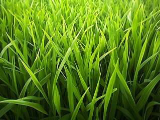 Poster - Close-up View of Lush Green Grass Blades