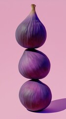 Wall Mural - A stack of fig fruit balancing on top with solid background