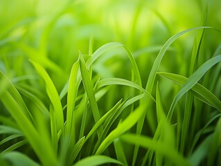 Poster - Close-up View of Lush Green Grass Blades