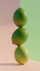 Wall Mural - A stack of lime citrus fruit vertical solid background