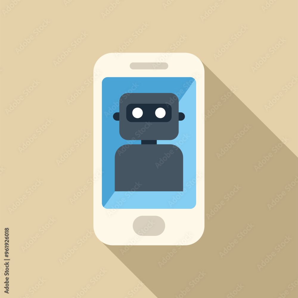 Smartphone displaying an ai robot on its screen, suggesting the concept ...