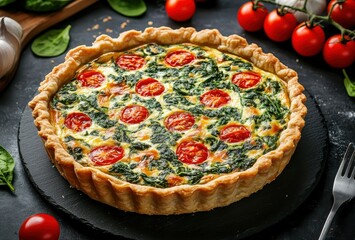 Sticker - Spinach quiche with tomatoes a French classic