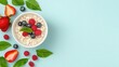 © N0X - Organic oatmeal, in a bowl with fresh fruits, 3D illustration