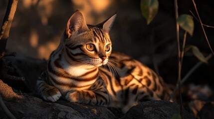 Cat King. Majestic Bengal Cat as the Ruler of the Animal Kingdom