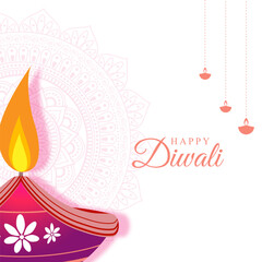 Wall Mural - Vector illustration of Happy Diwali social media feed template