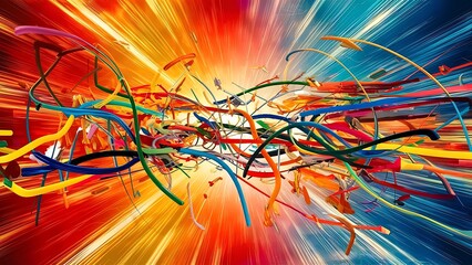 Bright background abstraction with coloured lines
