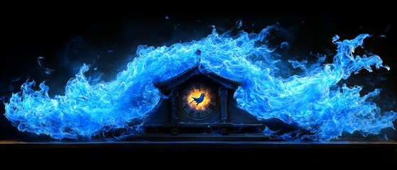 Canvas Print - Cuckoo of Flames, Cuckoo clock