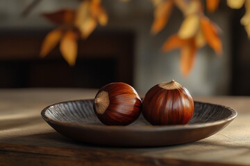 Poster - Taste and appreciate one chestnut Rich texture earthy tones wholesome and elegant