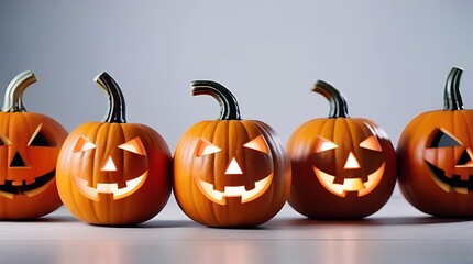 Wall Mural - festive halloween garland pumpkins isolated white background getting ready halloween party celebrate fun halloween fall