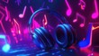 © Oksana - Modern headphones with vivid musical notes in motion