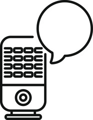 Sticker - Line drawing of a smart home voice assistant speaking, with speech bubble indicating smart home technology