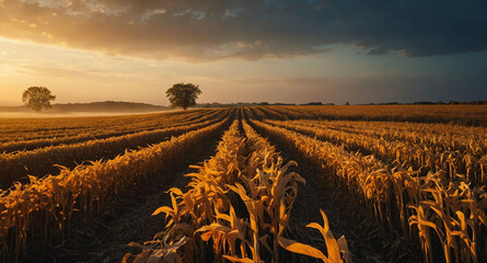 Wall Mural - Fall harvest with glowing shapes abstract background