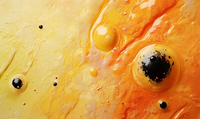 Poster - Abstract Yellow and Orange Liquid with Black Specks