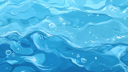 Abstract Waves of Blue Water with Bubbles in Summer Pool Background