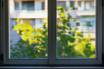 Wire screen on house window protects against insects