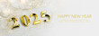 © Benjamas - Happy New Year 2025 golden numbers on celebration background With a Happy New Year message Complete luxurious lighting Happy new year concept, Christmas, celebration season.