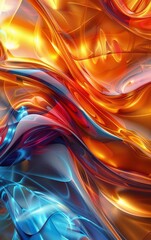 Wall Mural - Elegant Abstract 3D Fluid Shapes Flowing in a Liquid Environment with Dynamic Movement and Bright Colors