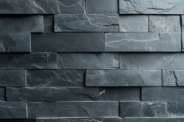 Wall Mural - Dark gray slate wall cladding background, the texture of a natural stone panel for interior or exterior decoration.