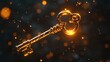 © Napasnan - A shiny golden key suspended in mid-air, glowing softly against a dark, enigmatic background.