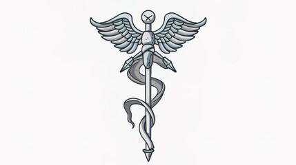 caduceus symbol in white background