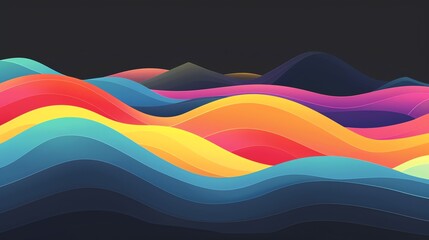 Wall Mural - Abstract colorful wavy vector design with rainbow hues, ideal for banner, wallpaper, or web decoration