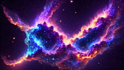 blinking glimmers in a colorful nebula background 3d wallpaper