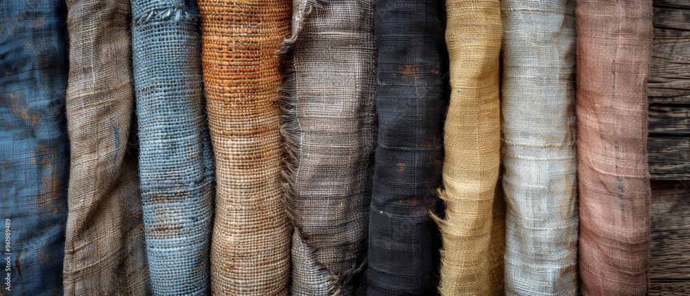 Elegant Fabric Textures Blending with Natural Wooden Elements in a Cozy ...