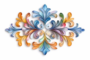 Elegant and colorful ornamental design in paper quilling style, perfect for decorative and artistic use in various creative projects.