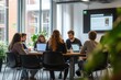 © supansa - Group discussion in a modern co-working space, group discussion, collaborative learning environment