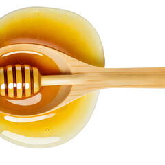 honey dripping from wooden dipper