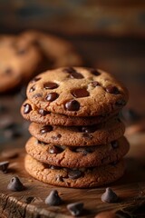 Wall Mural - Freshly baked chocolate chip cookies