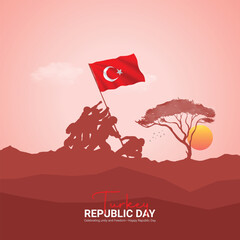 Wall Mural - Creative Republic Day of Turkey ads design. Republic Day of Turkey, Celebrated in United States in october 29, vector, 3d illustration