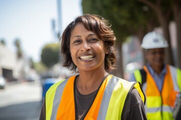 Wall Mural - Portrait of a middle aged black female sanitation worker