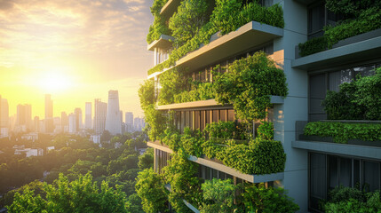 Wall Mural - Buildings that are good for the environment are the future of construction.  The goal is to make buildings that help protect nature and have a positive impact on the world by 2050.