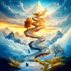 Canvas Print - Stairway to Heaven in the Clouds.