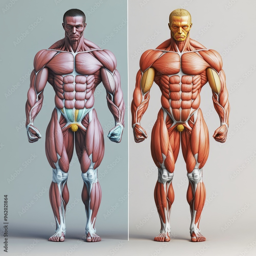 Musle Front Male muscle anatomy illustration showing front and back views. Stock ...