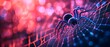 © Jittapon - Neon spiders weaving intricate glowing webs in the dark   a captivating and surreal photography concept with ample copy space for text overlay