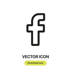 Poster - Facebook icon vector. Linear-style sign for mobile concept and web design. Facebook symbol illustration. Pixel vector graphics - Vector.	
