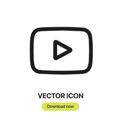 Poster - Youtube icon vector. Linear-style sign for mobile concept and web design. Youtube symbol illustration. Pixel vector graphics - Vector.	
