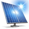 © Stock Spectrum - Solar Panel in Sunlit Sky, 3D Render, Blue Panels, Sunlight, Energy, Solar Power, Renewable Energy