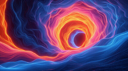 Wall Mural - A swirling image of bright neon colors swirling, creating an abstract symphony of light and energy.