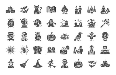 Naklejka na meble halloween-themed icons pumpkins bats ghosts witches