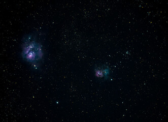 Wall Mural - Two colorful nebulae in deep space