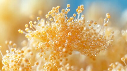 Sticker - Close-up Macro Photography of Tiny Yellow Flower Pollen